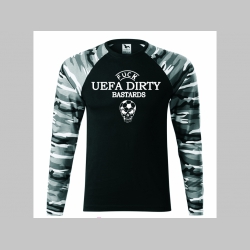 Fuck UEFA Dirty Bastards  pánske tričko (nie mikina!!) s dlhými rukávmi vo farbe " metro " čiernobiely maskáč gramáž 160 g/m2 materiál 100%bavlna